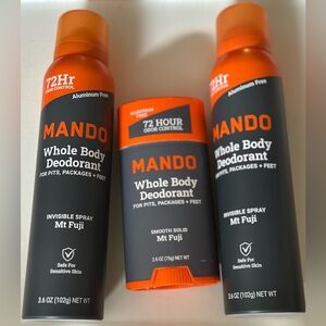 MANDO Whole Body Deodorant Bundle - 2 Sprays + 1 Deodorant Stick - Mt Fuji NWT🏷️